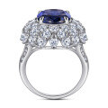 wholesale S925 Sterling Silver with High-Carbon Diamonds, European and American Fine Craftsmanship Micro-Set 6-Carat Lab-Grown Sapphire Ring for Women, Wholesale from Single Piece-0-1