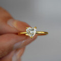 18K Gold Plated S925 Silver 1ct Moissanite Heart-Shaped Ring-0-2