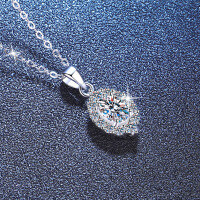 S925 Sterling Silver Moissanite Cultured Emerald Ruby Sapphire Vintage Necklace-1 carat moissanite  925 silver