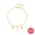 wholesale S925 Sterling Silver Small Pendant Bracelet with Pearl, Five-Petal Flower, Starfish Design, and Inlaid Crystals-0-5