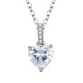 wholesale Silver Metal Material 1 Carat Heart High Carbon Diamond Necklace 7*7 Simple Style Pendant Heart-shaped Collarbone Chain 40+5-0-4