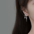 wholesale S925 silver summer short cross chain ear clips Korean version women's diamond studded earrings G9657-0-0