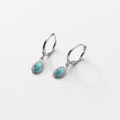 wholesale S925 silver Nalan1 Korean-style minimalist elegant oval ear cuff retro green pendant earrings for women M01334-0-4