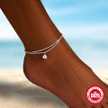 wholesale S925 Sterling Silver Adjustable Double-Layer Cauliflower Chain with Pearl Pendant, Unisex Foot Anklet-0-2