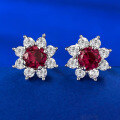 wholesale S925 Sterling Silver New Style Fashionable and Elegant Earrings 050ct Pigeon Blood Red Stud Earrings-0-1
