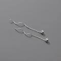 wholesale S925 Silver Light Bead Wave Chain Ear Thread Korean Version Simple and Personalized Elegant Women's Ear Accessories M02106-0-2
