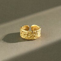wholesale Metal S925 Silver European and American Crinkled Ring Ins Style Textured Vintage Adjustable Index Finger Ring-xb478 copper plated gold color opening adjustable