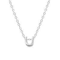 wholesale Metal 925 Silver Plain 26 Letters Pendant Necklace, Ins Luxury Hot-selling Choker-White Gold-U 925 Silver