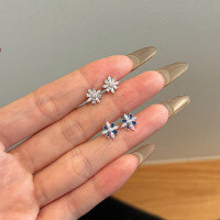 wholesale S925 Sterling Silver Women's Cross Snowflake Stud Earrings Light Luxury Design New Style Earrings for Women-DY1D0421-SW-WH 925 silver