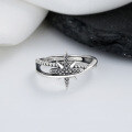 wholesale S925 Sterling Silver Creative Hexagram Ring, Ins Fashion Trend, Minimalist Style, Versatile Index Finger Ring for Women-0-0