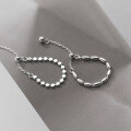wholesale S925 sterling silver shimmering pig nose round disc bean ring, Korean-style minimalist stackable chain band ring R00853-0-1