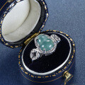 S925 Silver Wholesale Vermeil Blue Water Jadeite Gourd Ring-0-3