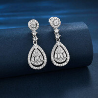 wholesale S925 Silver New European and American Vintage Style Teardrop Earrings for Women, Hot Selling on AliExpress and Wish-E310 Waterdrop White Diamond 925 Silver