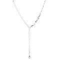 wholesale S925 Sterling Silver Korean Style Side Chain Spliced Olive Bead Necklace, Minimalist and Unique Collarbone Chain for Women-0-4