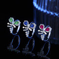 wholesale S925 Sterling Silver 4*6 Colored Gemstone Open Butterfly Ring for Women, Light Luxury Fashion High-End Sense Ring Bestseller-0-2