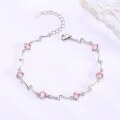 wholesale S925 Sterling Silver Maker's Ocean Heart Bracelet for Women, Korean Style Luxurious and Elegant Minimalist Blue Pink Lightning Jewelry-0-7
