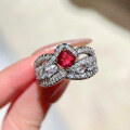 wholesale Metal S925 Sterling Silver, New Zhuzhuofan Jewelry 1 Carat French Vintage Ruby Red Corundum 6*6 Fat Square Ring-0-0