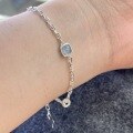 wholesale Sterling Silver Aquamarine Bracelet for Women, Ins Niche Design High-End Sense Luxury Exquisite and Versatile Small Fresh Hand Accessory-0-4