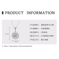 Metal Pendant Necklace with D Color Moissanite, Waterdrop Hollow Design-UFO Necklace [White Gold]  925 Silver
