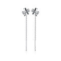 wholesale S925 Sterling Silver Forest-style Sweet Four-leaf Flower Ear Thread Women's Elegant High-end Sense Diamond-inlaid Earring Ear Chain G7425-0-4