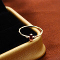wholesale 9K Gold Japanese Light Luxury Jewelry, Ultra-Thin and Exquisite Minimalist Ripple Red Garnet Ring for Women-0-3