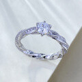 wholesale S925 Sterling Silver Edition 5mm High-Carbon Diamond Zircon High-End Twist Fashion Ring for Women, Live Stream & Xiaohongshu Style-0-2