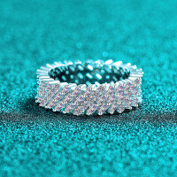 S925 Sterling Silver Full Moissanite Women's Ring, Luxurious and Chic Statement Stacking Band.-2.885 carats, all Moissanite  US size 7
