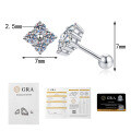 Sterling Silver Moissanite Stud Earrings, Four-Leaf Clover Design, Dainty and Sweet Style-0-5