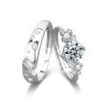Sterling Silver Moissanite Couple Rings, Minimalist High-End Simulated Diamond Matching Bands Original Design Jewelry-0-3