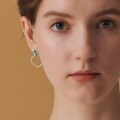 wholesale S925 Silver Japanese and Korean New Geometric Fashion Green Moss Earrings for Women, Natural Moss Agate Earrings, Detachable and Convertible-0-1