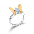 wholesale S925 silver designer gemstone ring adjustable with butterfly minimalist design, featuring natural gemstones-0-6
