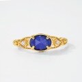 wholesale S925 sterling silver Japanese-style new lightweight luxury fashion forest night sky natural lapis lazuli ring for women, vintage and niche-0-2