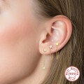 wholesale S925 Sterling Silver Three-in-One Set of Stackable Star Earrings with Diamond Accents and Drop Ear Threads,INS。-0-1
