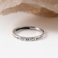wholesale S925 Sterling Silver Adjustable Open Vintage Style Minimalist Tribal Fish Ring J9859-S925 silver one piece Adjustable opening