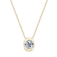 Sterling Silver 2-Carat Moissanite Ingot Pendant Necklace-Ingot Necklace [K Gold]  925 Silver