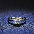 Silver Moissanite Ribbon Snowflake Ring-0-3