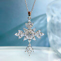 wholesale Sterling Silver New ZHUOZHIFAN Jewelry 925 Silver Ins Sparkling Cross Necklace European Luxury Micro-Inlaid Pendant Women's 40+5-0-0
