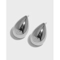 wholesale S925 Sterling Silver 290 Korean Version Ins Small and Niche Design Minimalist Versatile Geometric Teardrop Textured Smooth Stud Earrings for Women-0-0