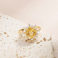 wholesale S925 Sterling Silver Light Luxury Style Candy Color 18 Carat Natural Citrine Gold Ring Customizable-0-2