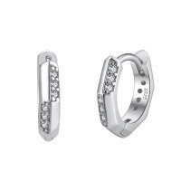 wholesale 925 Sterling Silver Geometric Zircon Jewelry For Women-925 sterling silver electroplated platinum 10*2mm 1.04g 925 silver