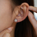 S925 Sterling Silver Round Hip-Hop Moissanite Stud Earrings-0-2