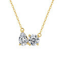 14K Gold Plated 925 Sterling Silver Moissanite Round Pendant Necklace-0-3