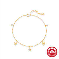 wholesale S925 Sterling Silver New Star Pendant Bracelet for Women, Multi-Layer Stackable-Gold 925 silver