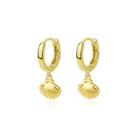 wholesale Metal 925 Silver Retro Metallic Shell Earrings For Women,, Ins。-E2922-Gold 925 Silver
