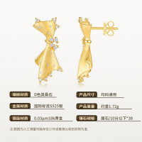 925 Silver Gold Plated Moissanite Small Dress Earrings with Bow-Style C / 38 Moissanite stones (under 10 points) / S925 Sterling Silver & Lassa Gold Pair