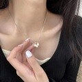 wholesale S925 metal women's heart-shaped necklace, Korean-style, ins minimalist, collarbone chain, student temperament, internet-famous, small fresh, niche-0-3