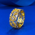 wholesale S925 Gold-Plated French Openwork Geometric Lace Full-Diamond Ring, Mu Jing Jewelry BuBu Jia Live Streaming Edition for Distribution-0-1