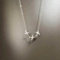 wholesale S925 Sterling Silver Robin Small Swallow Necklace Bird Flock Collarbone Chain Women Simple and Elegant Flying Bird Graceful Necklace-Platinum 925 silver