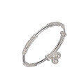 wholesale 999 Sterling Silver Blooming Flowers Bell Bracelet for Women, Fashionable Youthful Style, Light Luxury Floral Bangle, Pure Silver Cuff, Elegant-0-4