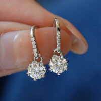 S925 Sterling Silver Moissanite Snowflake Earring Studs Factory Direct Jewelry Wholesale-50 points (empty)  925 silver